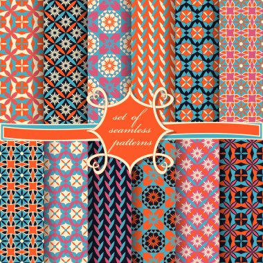 Sorunsuz vektör çizimler kümesi. Soyut ve Dekoratif şekiller 