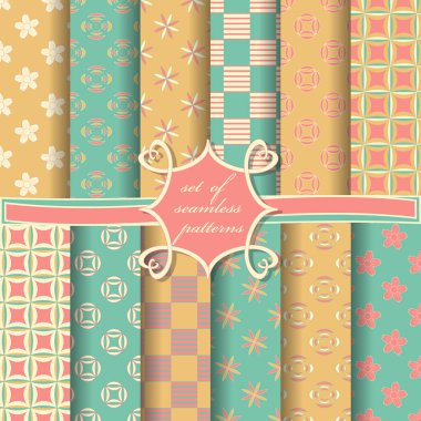 Sorunsuz vektör çizimler kümesi. Soyut dekoratif desen, tasarım öğeleri için karalama defteri