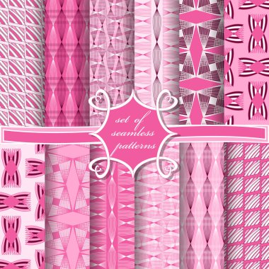 Sorunsuz vektör çizimler kümesi. Dekoratif desen. Soyut çizgili resimler, tasarım öğeleri için karalama defteri