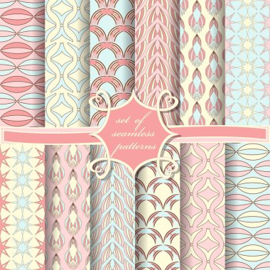 Sorunsuz vektör çizimler kümesi. Soyut Dekoratif şekiller 