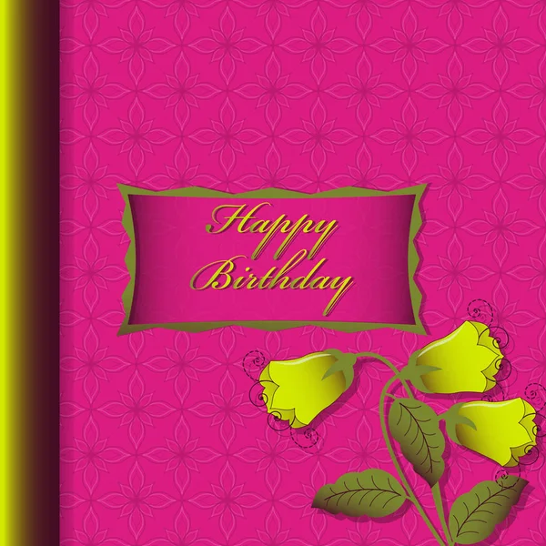 Vector gratulationskort med dekorativa blommor. Grattis på födelsedagen — Stock vektor