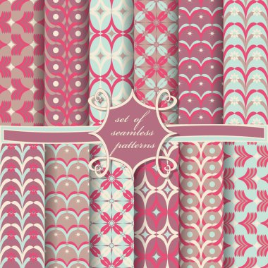 Sorunsuz vektör çizimler kümesi. Soyut Dekoratif şekiller 