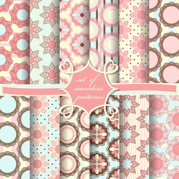 Sorunsuz vektör çizimler kümesi. Soyut şekiller ve dekoratif çiçek