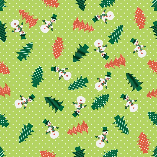 Sorunsuz vektör Christmas illüstrasyon. Dekoratif Noel ağacı, kardan adam