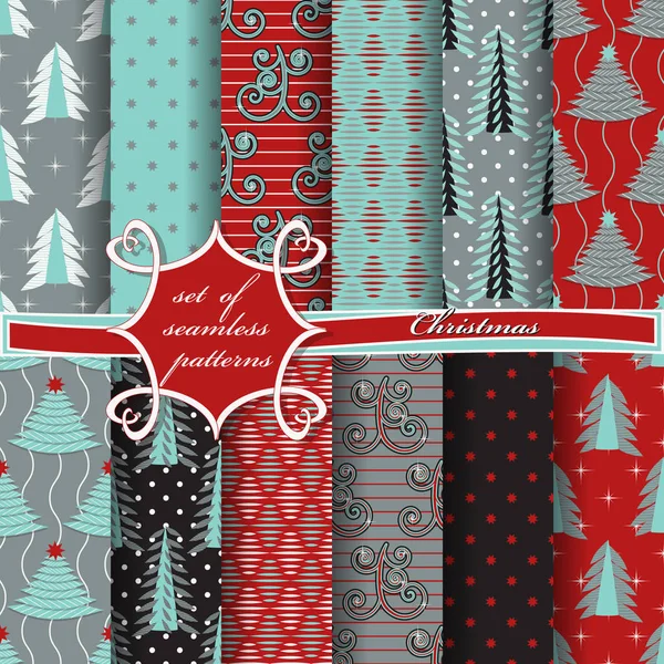 Noel sorunsuz vektör çizim kümesi. Noel ağaçları, yıldız, desenleri soyut