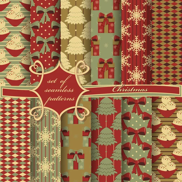 Set di carta vettoriale astratta natalizia con simboli natalizi ed elementi di design per album — Vettoriale Stock