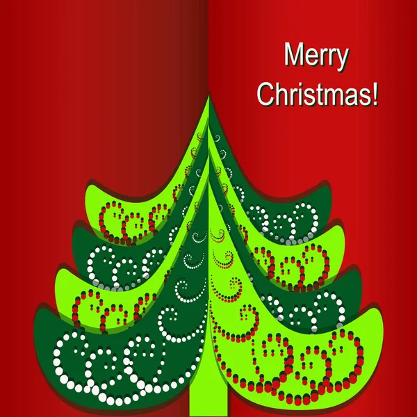 Tarjeta de felicitación de Navidad vectorial. Árbol de Navidad decorativo — Vector de stock