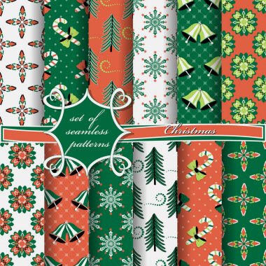 Soyut vektör sorunsuz çizim. Dekoratif Noel ağacı, Noel simgeler