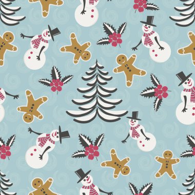Soyut sorunsuz vektör çizim. Dekoratif Noel ağacı, Noel simgeler