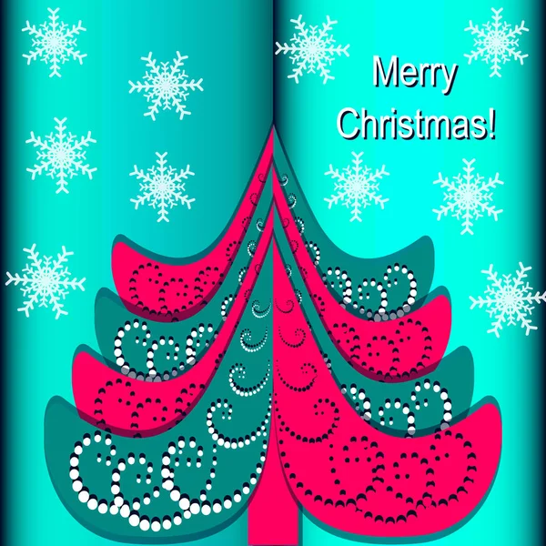 Vector Christmas greeting card. Decorative Christmas tree — Stock Vector