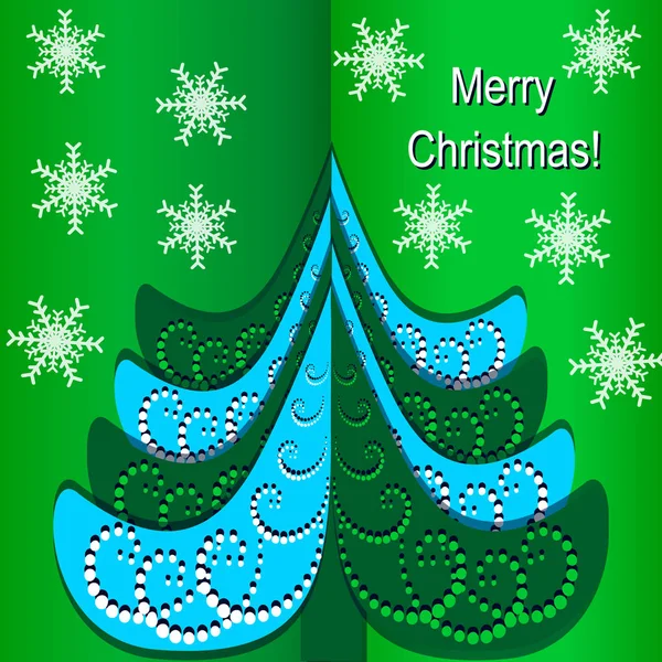 Tarjeta de felicitación de Navidad vectorial. Árbol de Navidad decorativo — Vector de stock