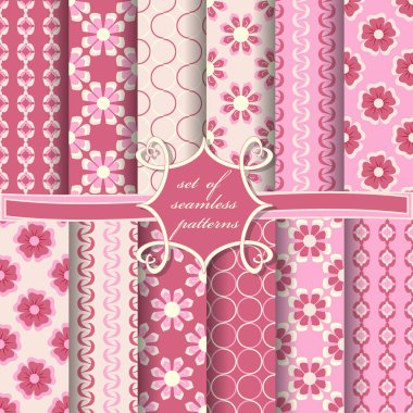 Sorunsuz çiçek vektör çizimler kümesi. Dekoratif tasarım öğeleri için karalama defteri