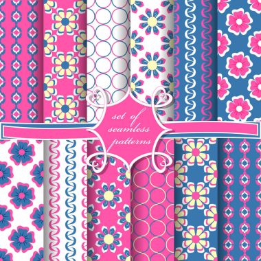 Sorunsuz çiçek vektör çizimler kümesi. Dekoratif tasarım öğeleri için karalama defteri