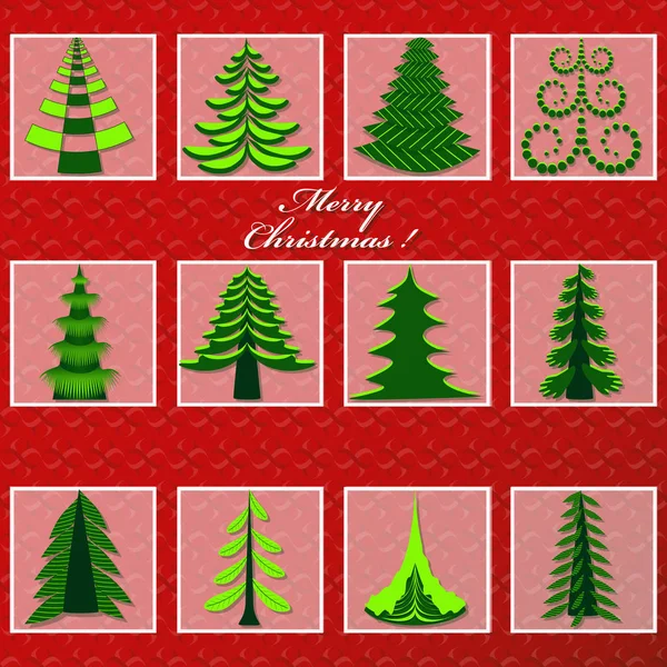 Conjunto vetorial de árvores de Natal abstratas. Ilustração de Natal — Vetor de Stock