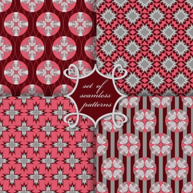 Sorunsuz vektör çizimler kümesi. Soyut şekiller ve dekoratif çiçek. Tasarım öğeleri karalama defteri. Duvar kağıtları, resim dolguları, web sayfası, arka plan, yüzey için kullanılabilir 