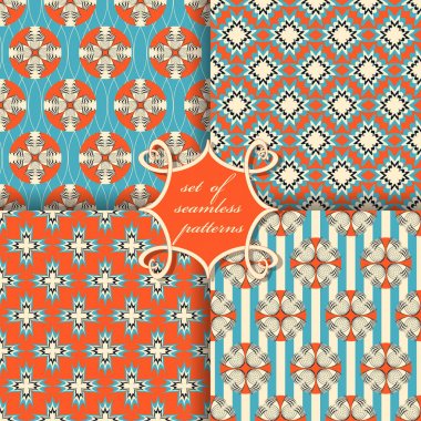 Sorunsuz vektör çizimler kümesi. Soyut şekiller ve dekoratif çiçek. Tasarım öğeleri karalama defteri. Duvar kağıtları, resim dolguları, web sayfası, arka plan, yüzey için kullanılabilir 