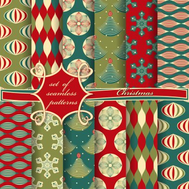 sorunsuz Noel illüstrasyonlar kümesi. Soyut vektör kağıt Noel simgeler ve tasarım öğeleri için karalama defteri