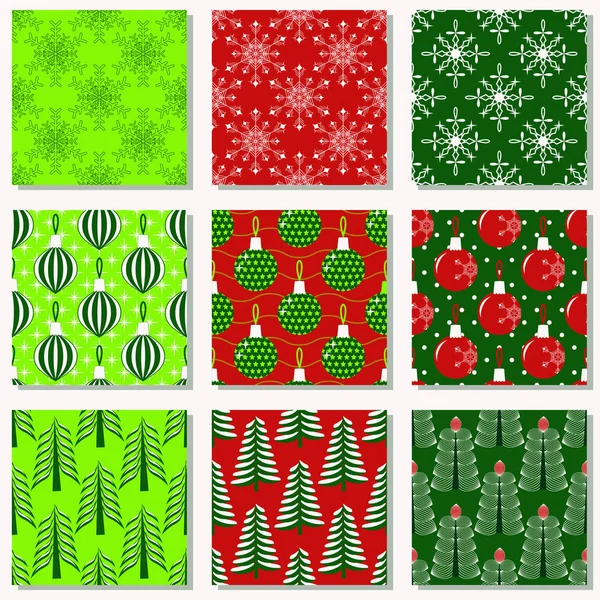 Conjunto de ilustraciones de Navidad sin costuras. Papel vectorial abstracto con símbolos navideños y elementos de diseño para álbum de recortes — Vector de stock