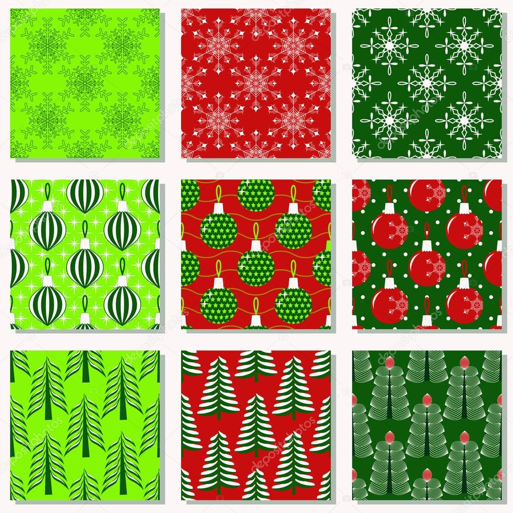 set of seamless christmas illustrations. Abstract vector paper with Christmas symbols and design elements for scrapbook