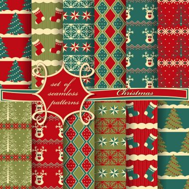 sorunsuz Noel illüstrasyonlar kümesi. Soyut vektör kağıt Noel simgeler ve tasarım öğeleri için karalama defteri