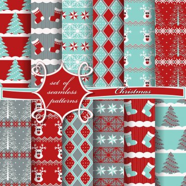 sorunsuz Noel illüstrasyonlar kümesi. Soyut vektör kağıt Noel simgeler ve tasarım öğeleri için karalama defteri