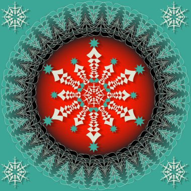 Soyut vektör Christmas illüstrasyon. Noel sembollerin dairesel desen