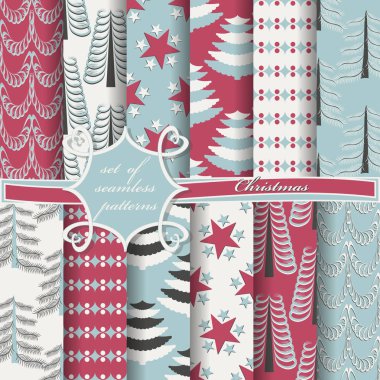 sorunsuz Noel illüstrasyonlar kümesi. Soyut vektör kağıt Noel simgeler ve tasarım öğeleri için karalama defteri