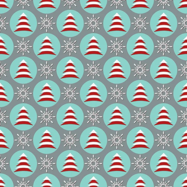 シームレスなベクトル クリスマスのシンボルとクリスマス イラスト背景。抽象的なクリスマス ツリー、雪の結晶 — ストックベクタ