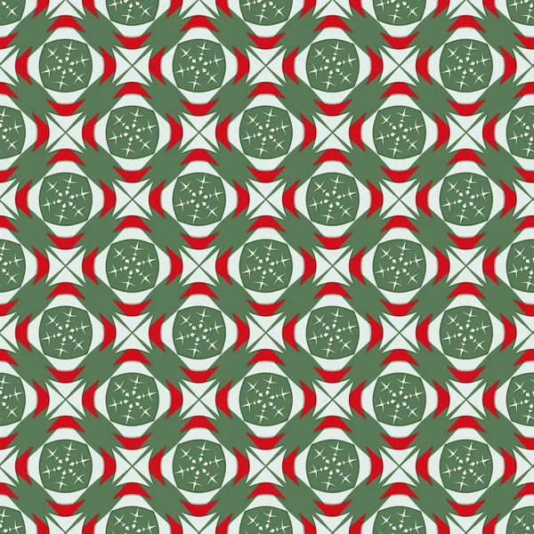 Ilustración de fondo de Navidad vector sin costuras con símbolos de Navidad. Patrón de árboles abstractos de Navidad, copos de nieve — Archivo Imágenes Vectoriales