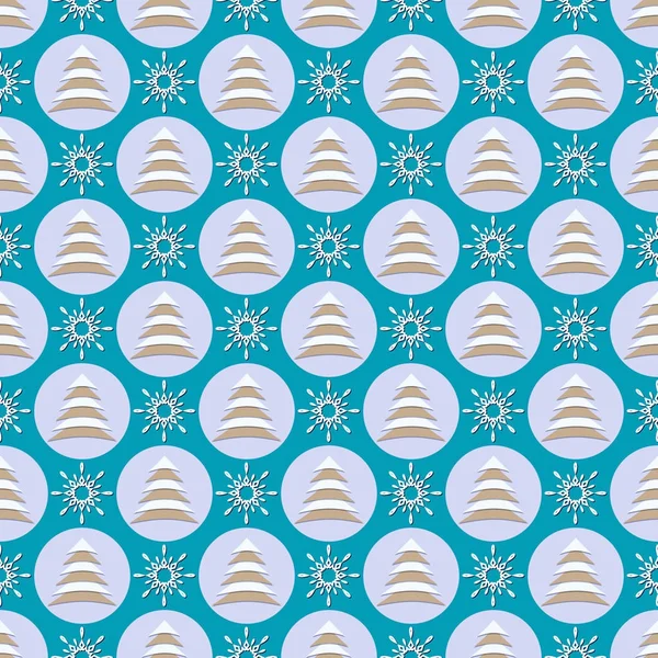 Seamless vector fondo de ilustración de Navidad con símbolos de Navidad. Árboles de Navidad abstractos, copos de nieve — Vector de stock