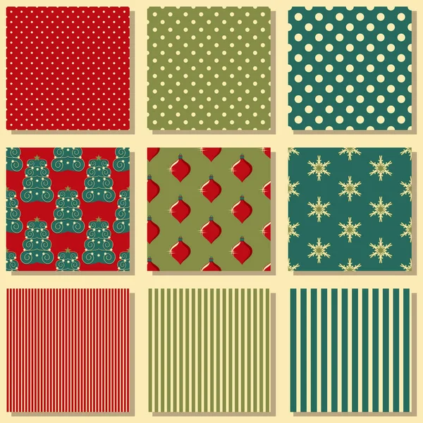 Set of seamless christmas illustrations. Abstract vector paper with Christmas symbols and design elements for scrapbook — Stock Vector