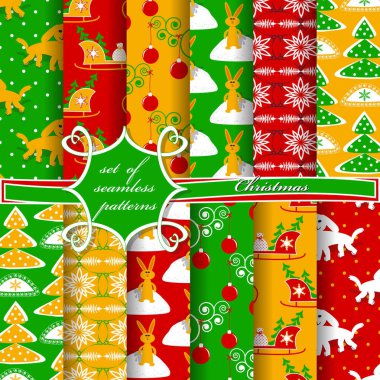 sorunsuz Noel illüstrasyonlar kümesi. Soyut vektör kağıt Noel simgeler ve tasarım öğeleri için karalama defteri