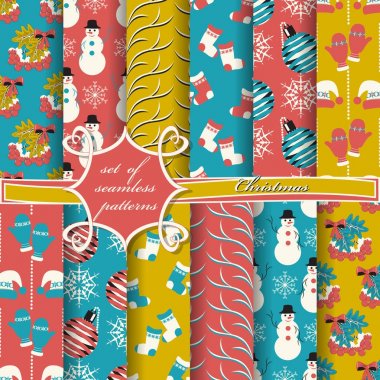 sorunsuz Noel illüstrasyonlar kümesi. Soyut vektör kağıt Noel simgeler ve tasarım öğeleri için karalama defteri