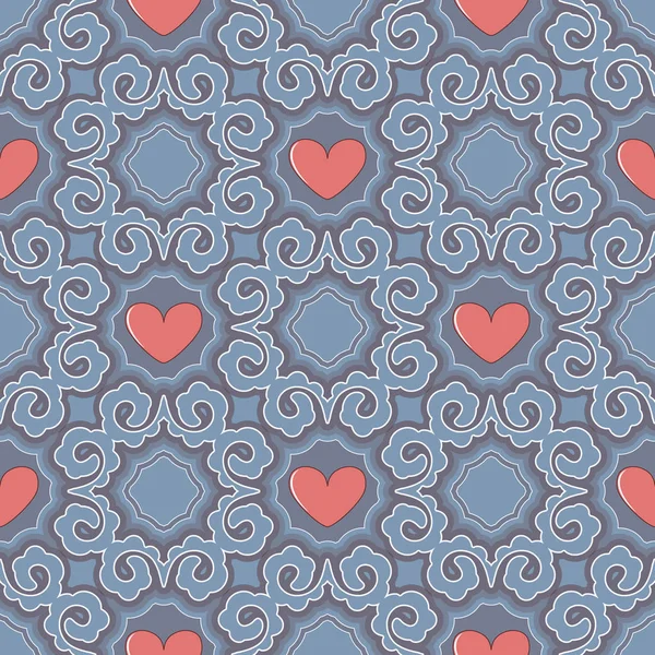 Seamless vector illustration of Valentine's Day background. Decorative pattern, heart — Stock Vector