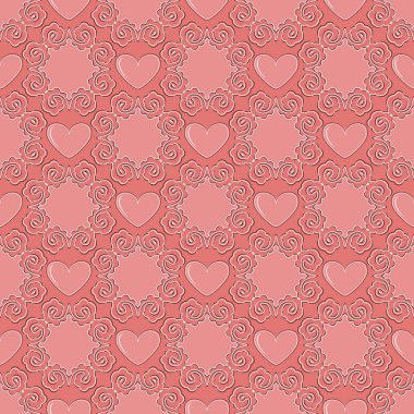 Sevgililer günü arka plan sorunsuz vektör Illustration. Dekoratif desen, kalp