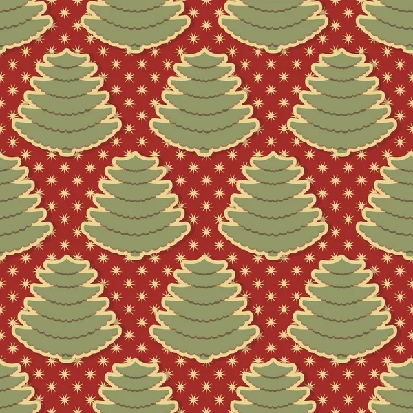 Nahtloser Vektor Weihnachten Illustration Hintergrund mit Weihnachtssymbolen. abstrakte Weihnachtsbäume, Schneeflocken — Stockvektor