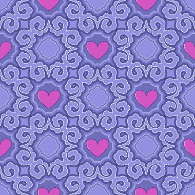 Sevgililer günü arka plan sorunsuz vektör Illustration. Dekoratif desen, kalp