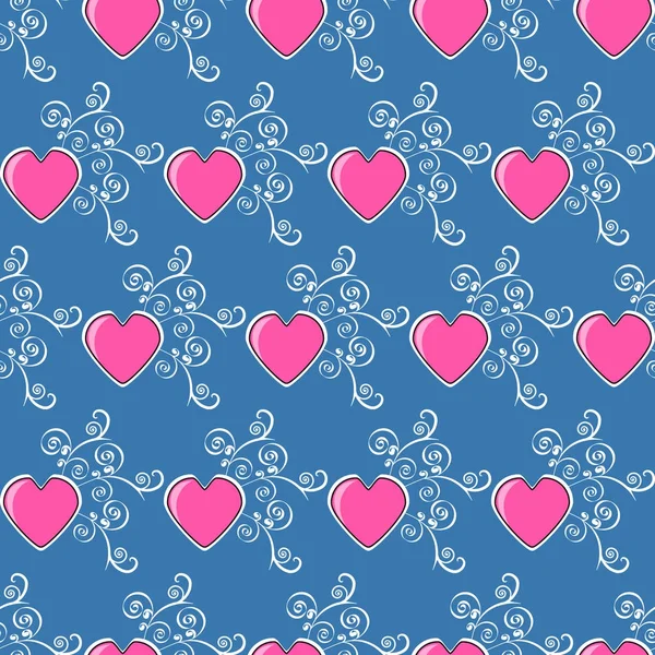 Nahtlose Vektorillustration des Hintergrunds des Valentinstages. Dekoratives Herz — Stockvektor