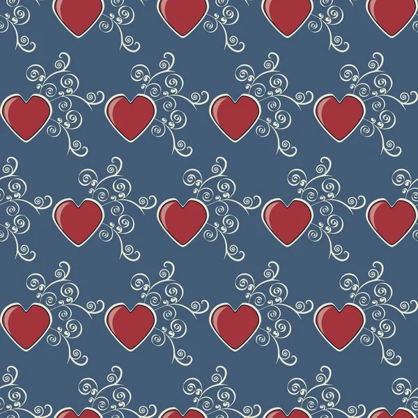 Bezešvá vektorová ilustrace Valentýna pozadí. Dekorativní srdce — Stockový vektor