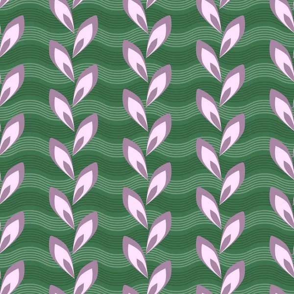 Sömlös vektor illustration bakgrund. Vågiga linjer, mönster av dekorativa kronblad — Stock vektor