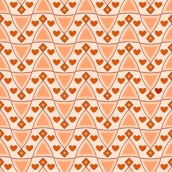 Nahtlose Vektorillustration des Valentinstages. Muster geometrischer Formen, dekoratives Herz — Stockvektor