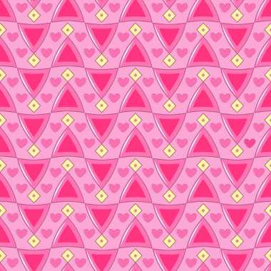 Sevgililer günü kesintisiz vektör Illustration. Geometrik şekiller, dekoratif kalp desen