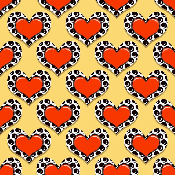 Seamless vector illustration of a Valentine's day background. Pattern of abstract decorative hearts — Stock Vector