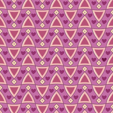 Sevgililer günü kesintisiz vektör Illustration. Geometrik şekiller, dekoratif kalp desen