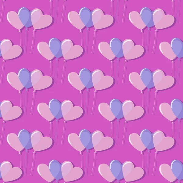 Naadloze vectorillustratie van Valentijnsdag met vakantie symbolen. Ballen hart — Stockvector