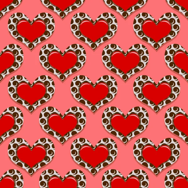 Seamless vector illustration of a Valentine's day background. Pattern of abstract decorative hearts — Stock Vector