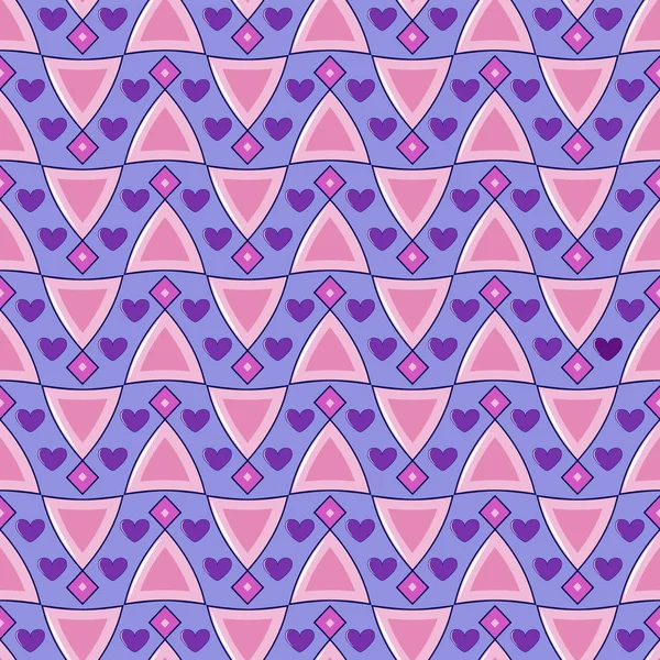 Sevgililer günü kesintisiz vektör Illustration. Geometrik şekiller, dekoratif kalp desen