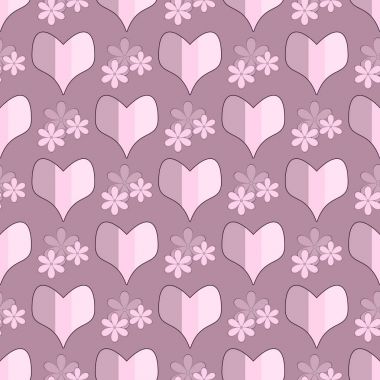 Sevgililer günü kesintisiz vektör Illustration. Dekoratif çiçek, dizili kalp