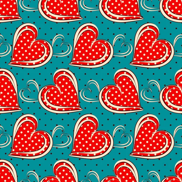 Nahtlose Vektorillustration des Valentinstages mit Feiertagssymbol. Dekoratives Herz — Stockvektor