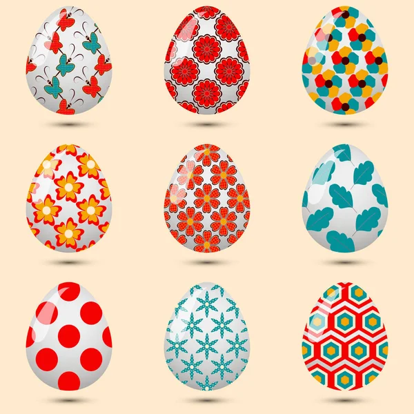 Conjunto vetorial de ovos tingidos de Páscoa — Vetor de Stock